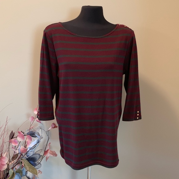 🛍 SIMONS CONTEMPORAINE Striped Top - Picture 1 of 4